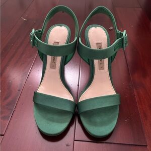 Zara Green Heeled Sandals